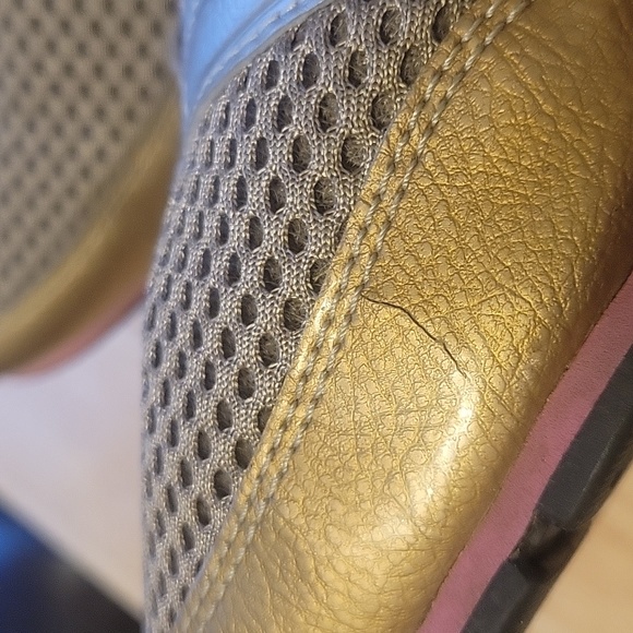 Adidas Joggers.  Label shows US size 8. Gold with silver trim. - Picture 5 of 5